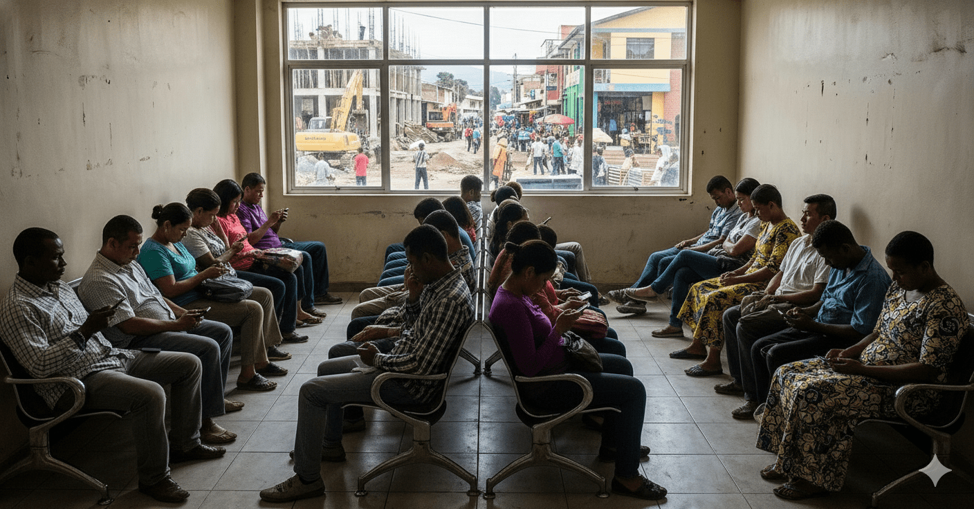 People sitting in a waiting room watching opportunities pass by