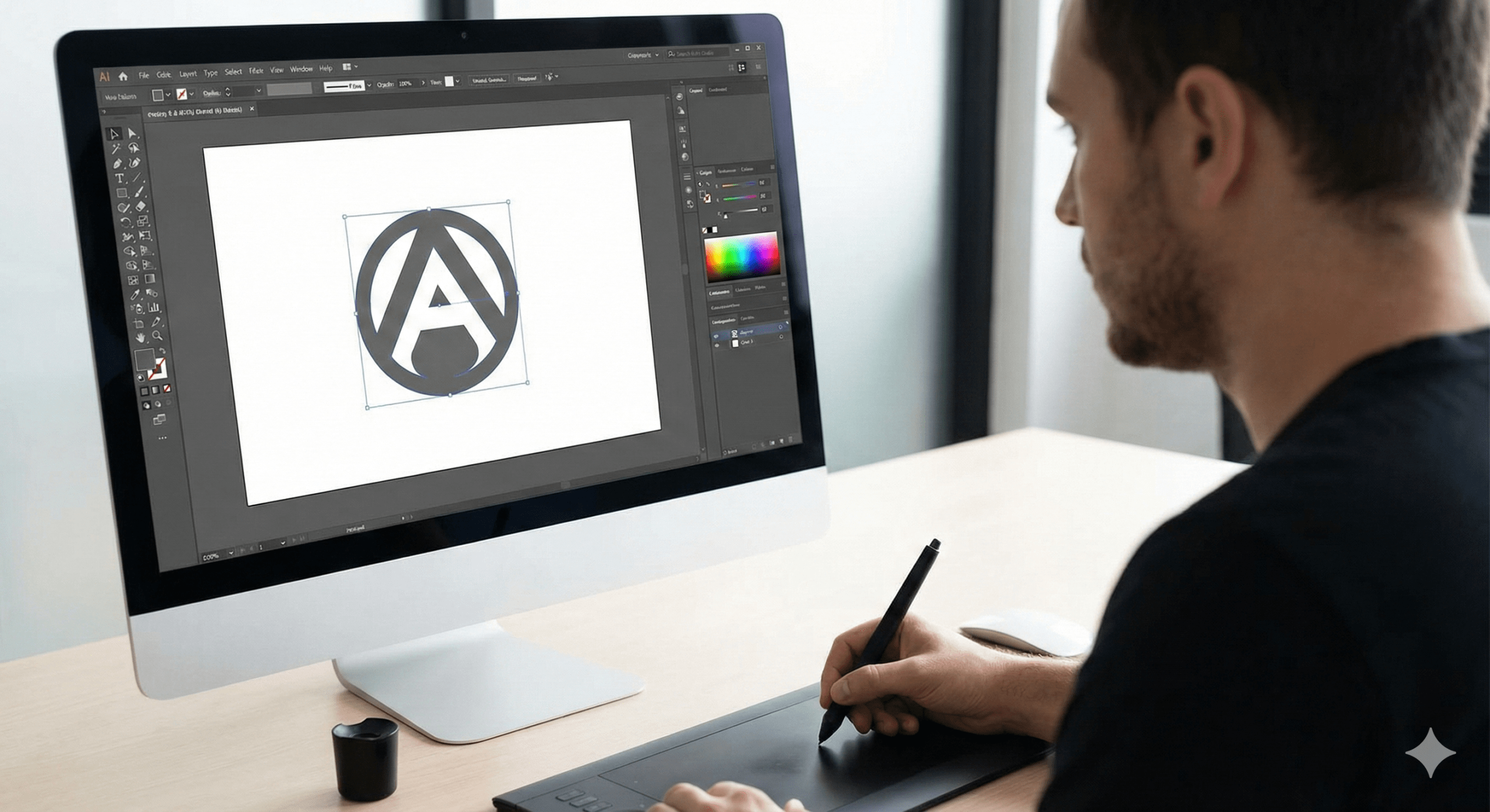 Freelance graphic designer working